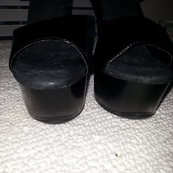 Black Two Strap Seychelle Dancer high heels worn - Picture 4 of 13